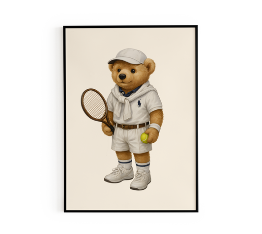 Tennis Teddy Bear Poster