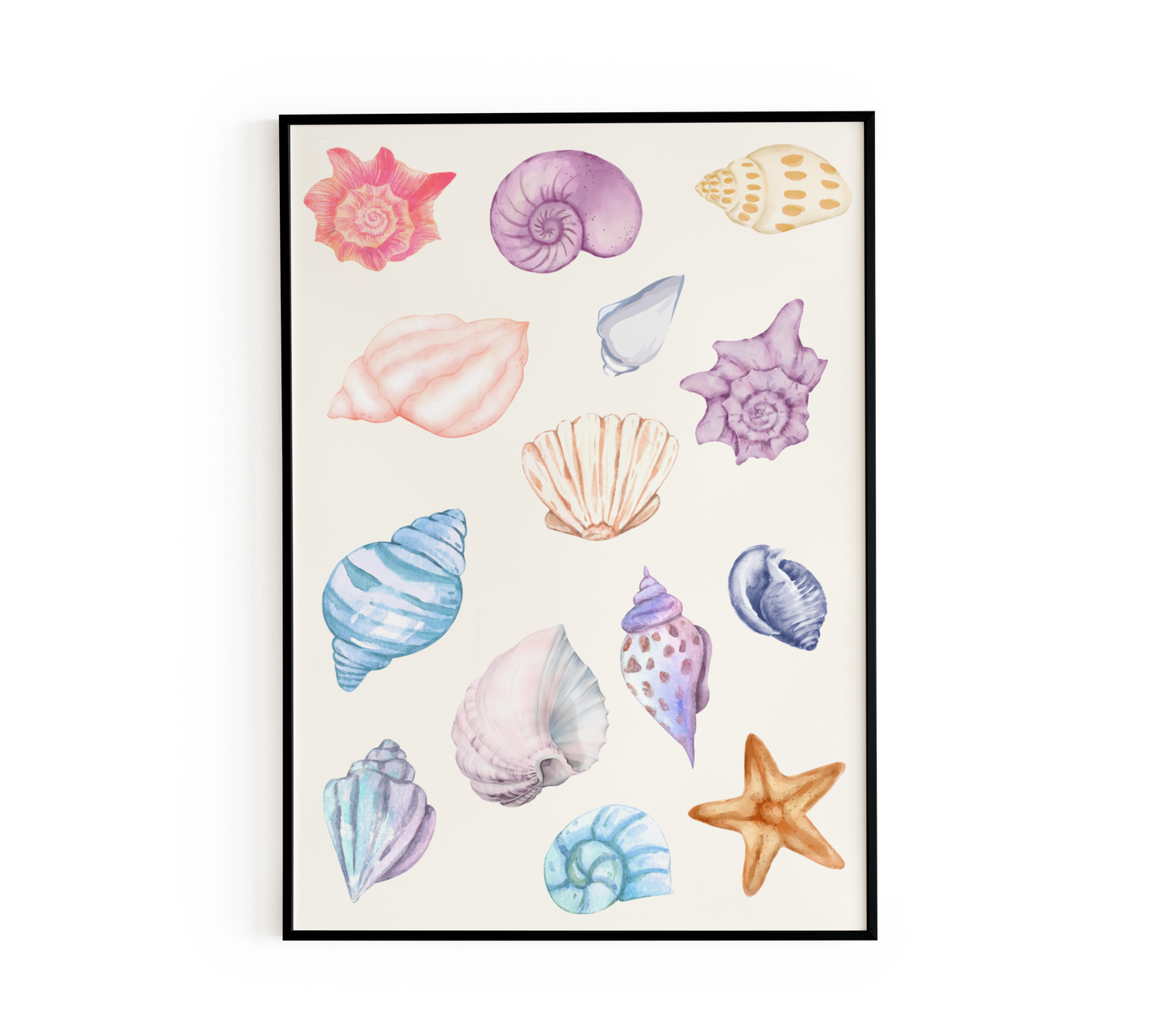 Pastel Watercolor Seashell Poster