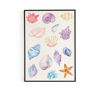 Pastel Watercolor Seashell Poster