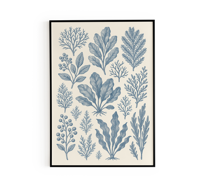 Blue Botanical Chart Poster