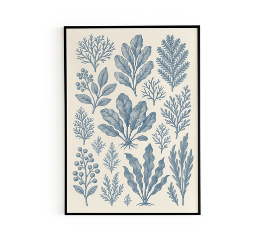 Blue Botanical Chart Poster