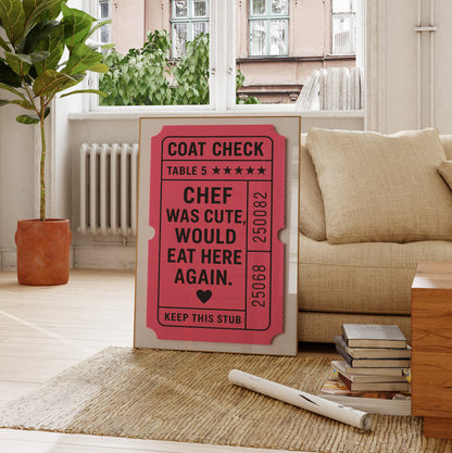 Chef Was Cute Guest Check Wall Art – Physical Poster (G02)