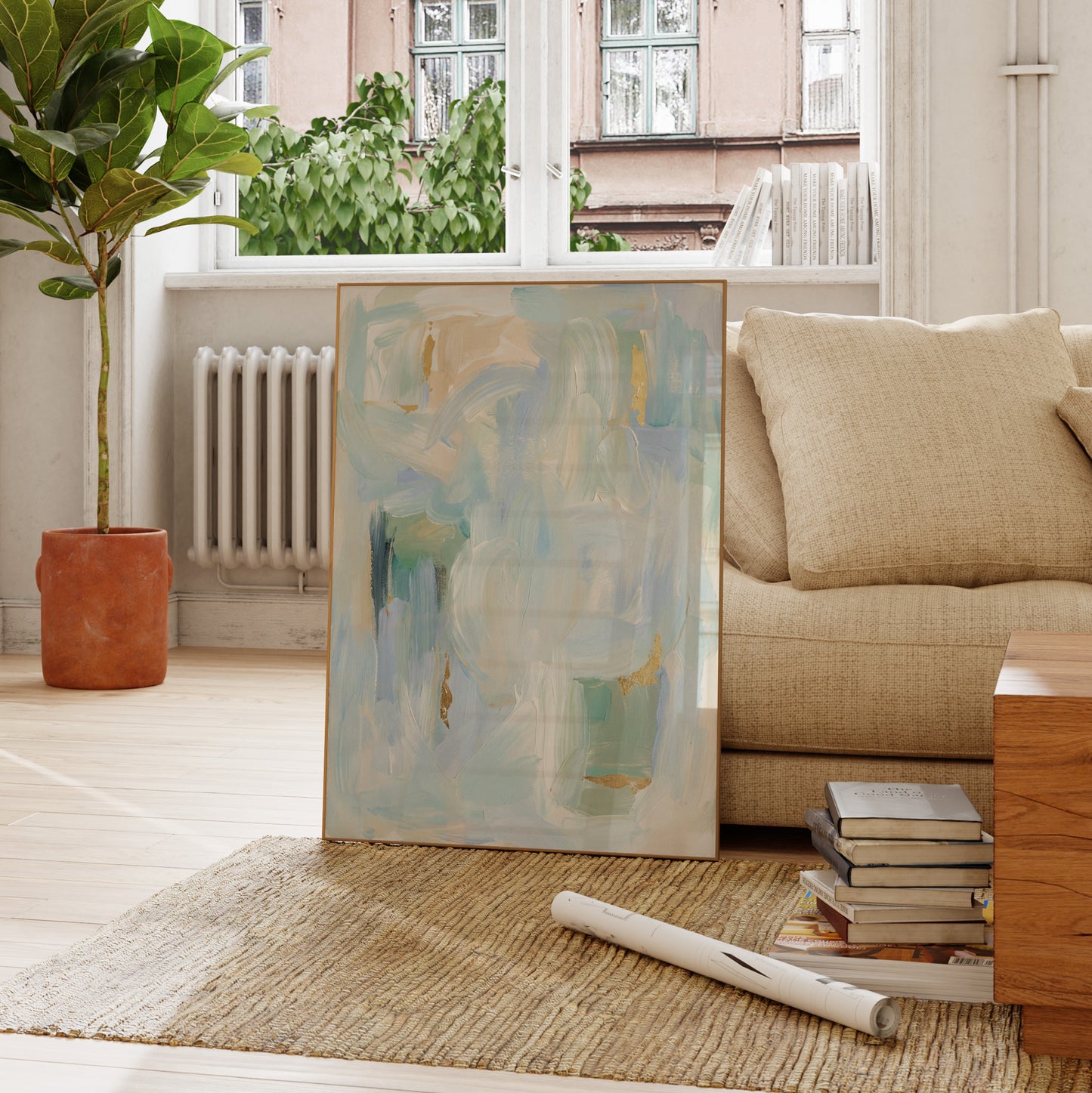 Modern Pastel Blue Abstract Poster