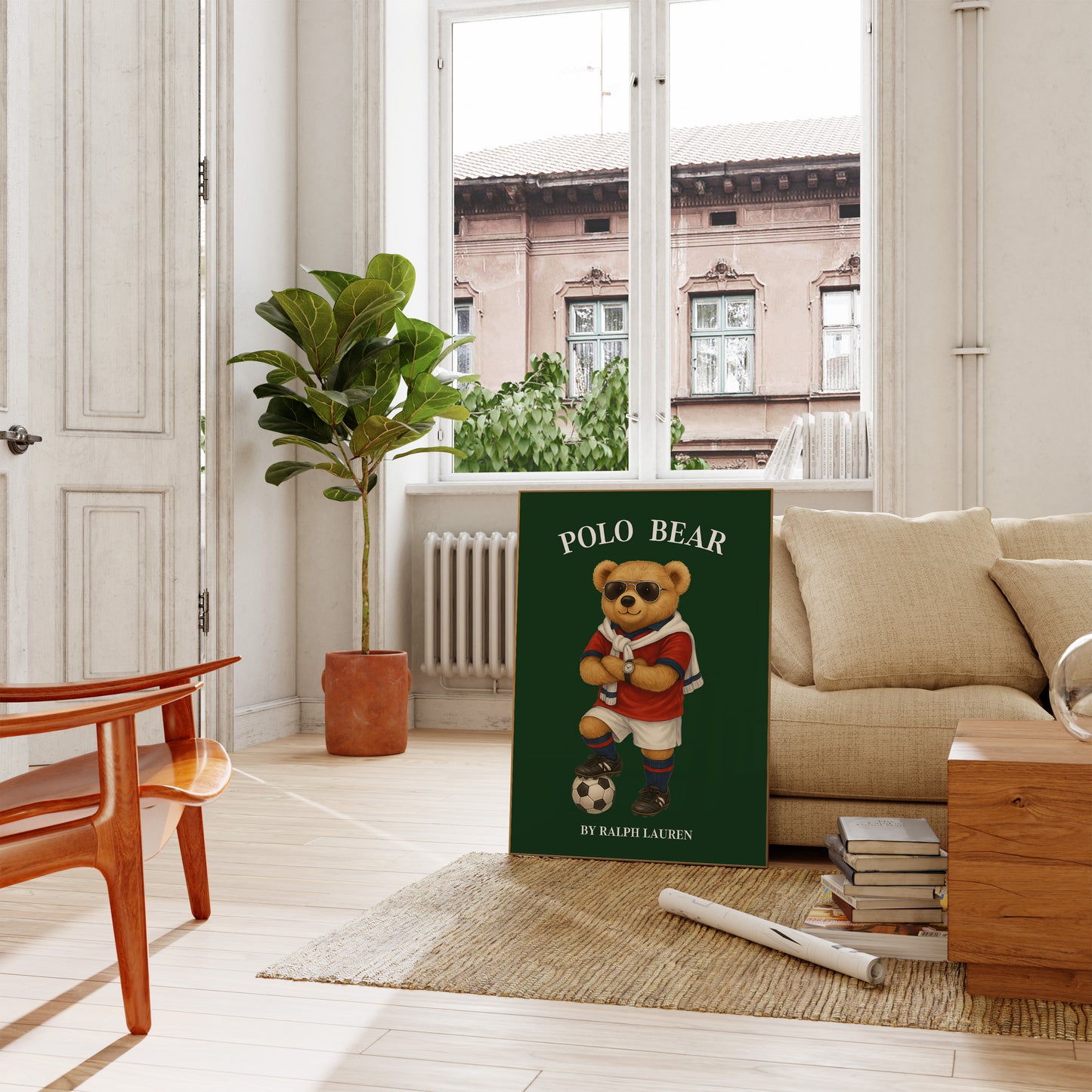 Football Polo Bear Poster, Sport Bear Print – Physical Print (D64)