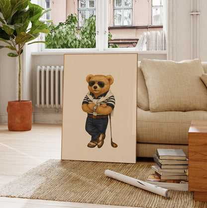 Golf Bear Poster, Digital Download (D48)