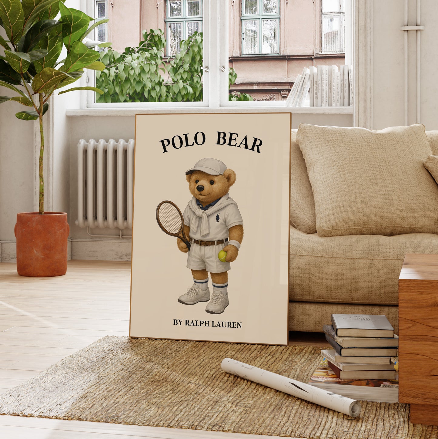 Tennis Polo Bear Poster, Sport Bear Print – Physical Print (D56.0)