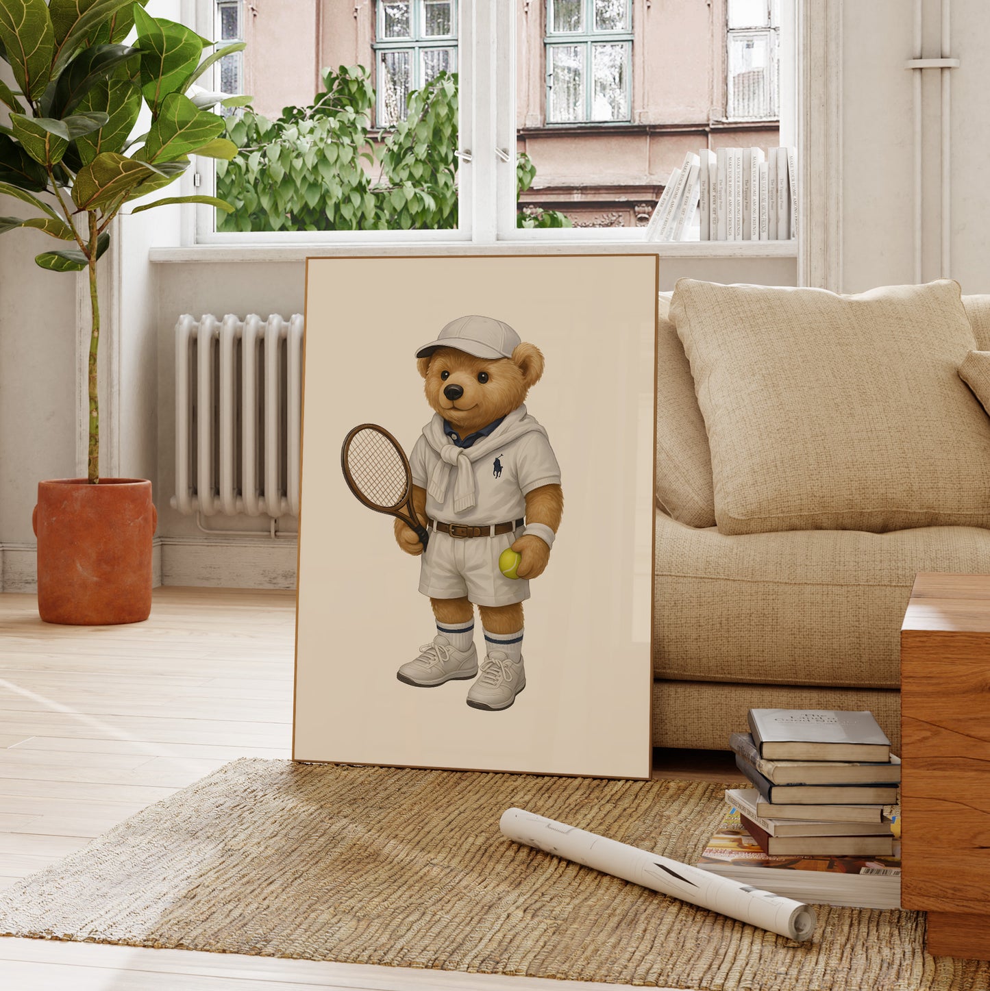 Tennis Teddy Bear Poster