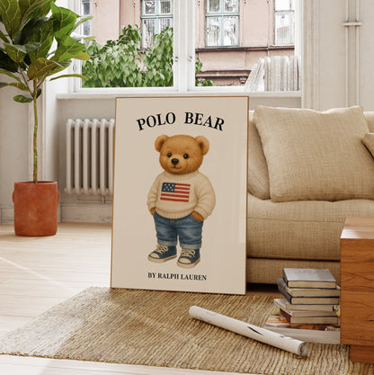American Flag Sweater Bear Poster