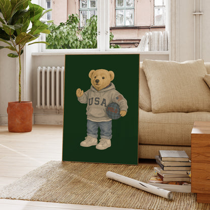 USA Hoodie Bear Poster