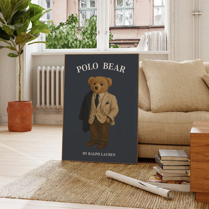 Classic Polo Bear Poster, Luxury Bear Print – Physical Print (D90)