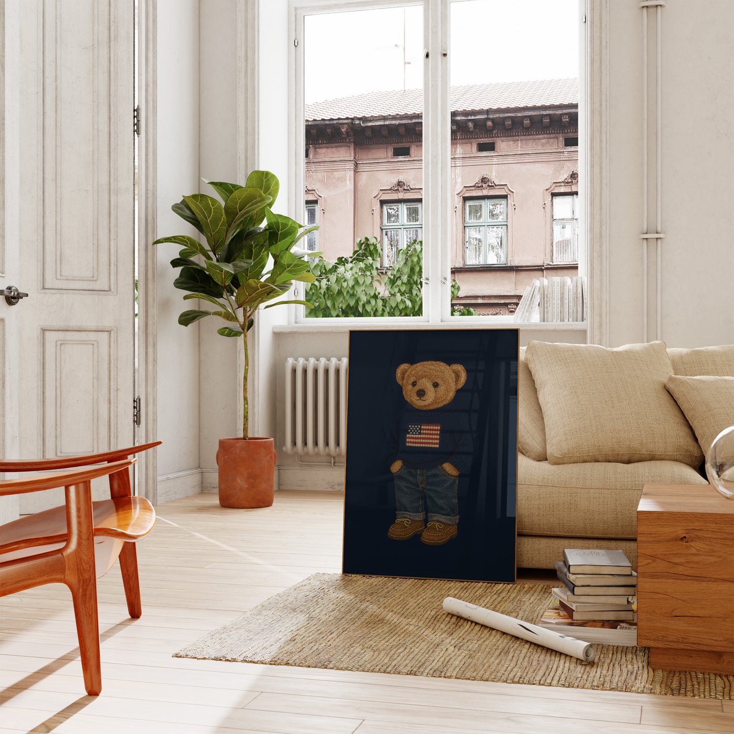 USA Polo Bear Poster, Polo Decor – Physical Print (D18)