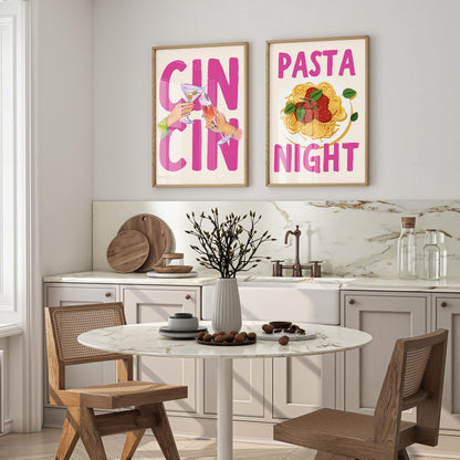 Set of 3 “Cin Cin” Retro Food & Wine Prints — Digital Poster (A70)