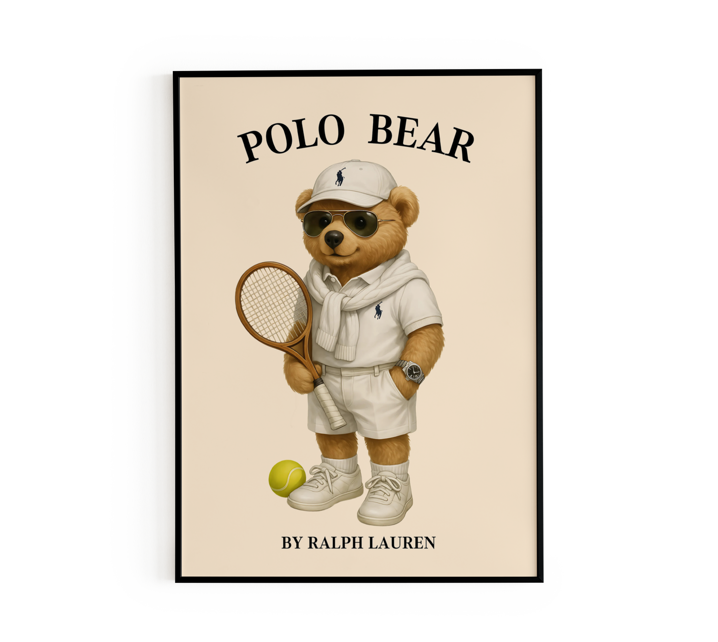 Classic Tennis Mascot Bear Poster