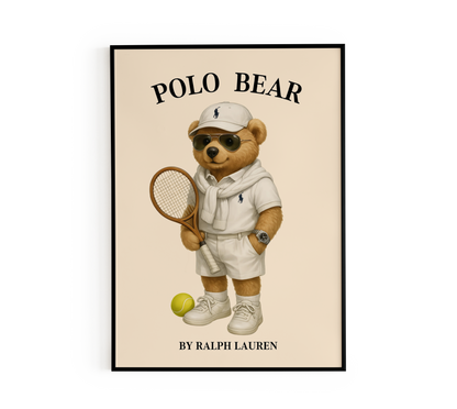 Classic Tennis Mascot Bear Poster