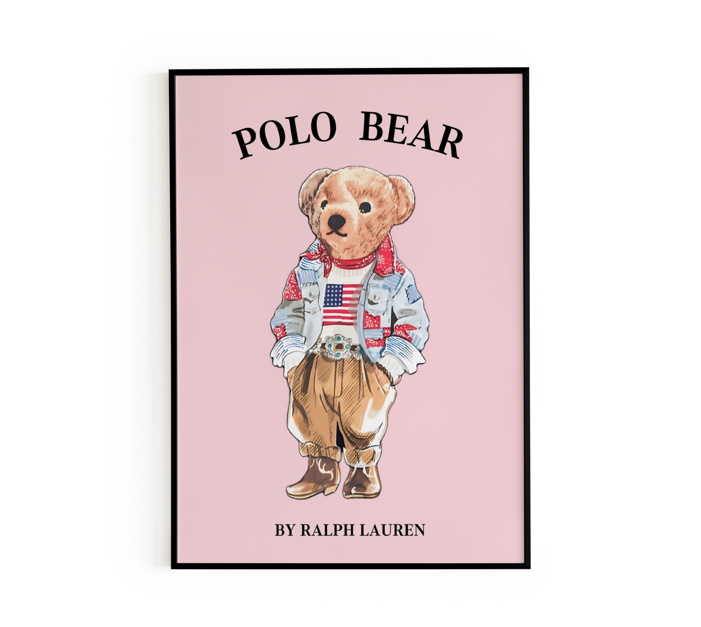 Preppy Pink Bear Wall Art
