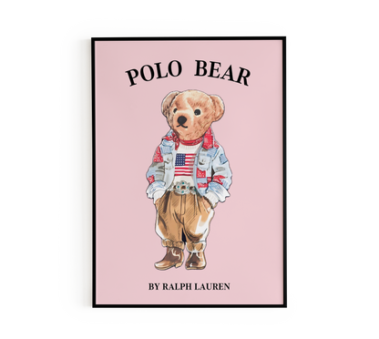 Preppy Pink Bear Wall Art
