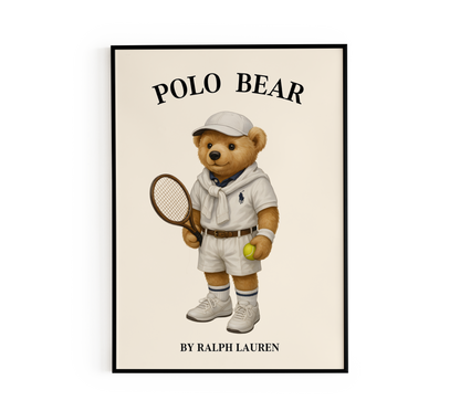 Preppy Tennis Bear Poster
