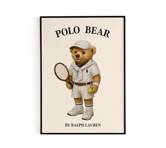 Preppy Tennis Bear Poster