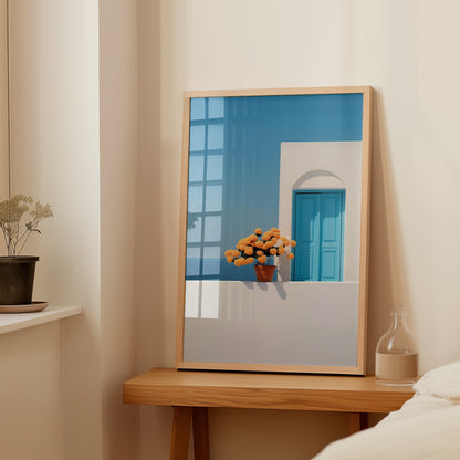 Greek Santorini Blue Door Poster