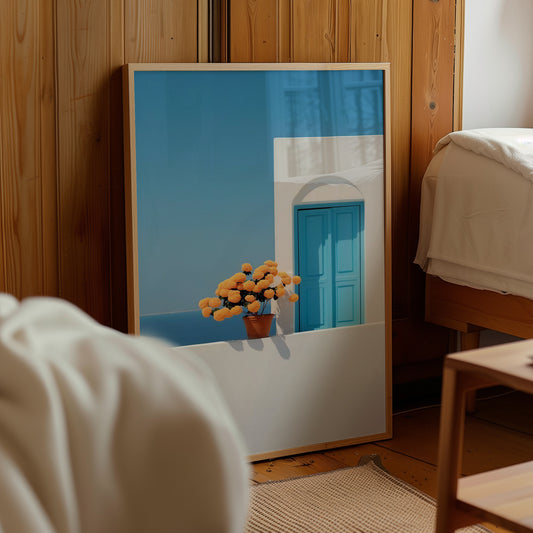Greek Santorini Blue Door Poster