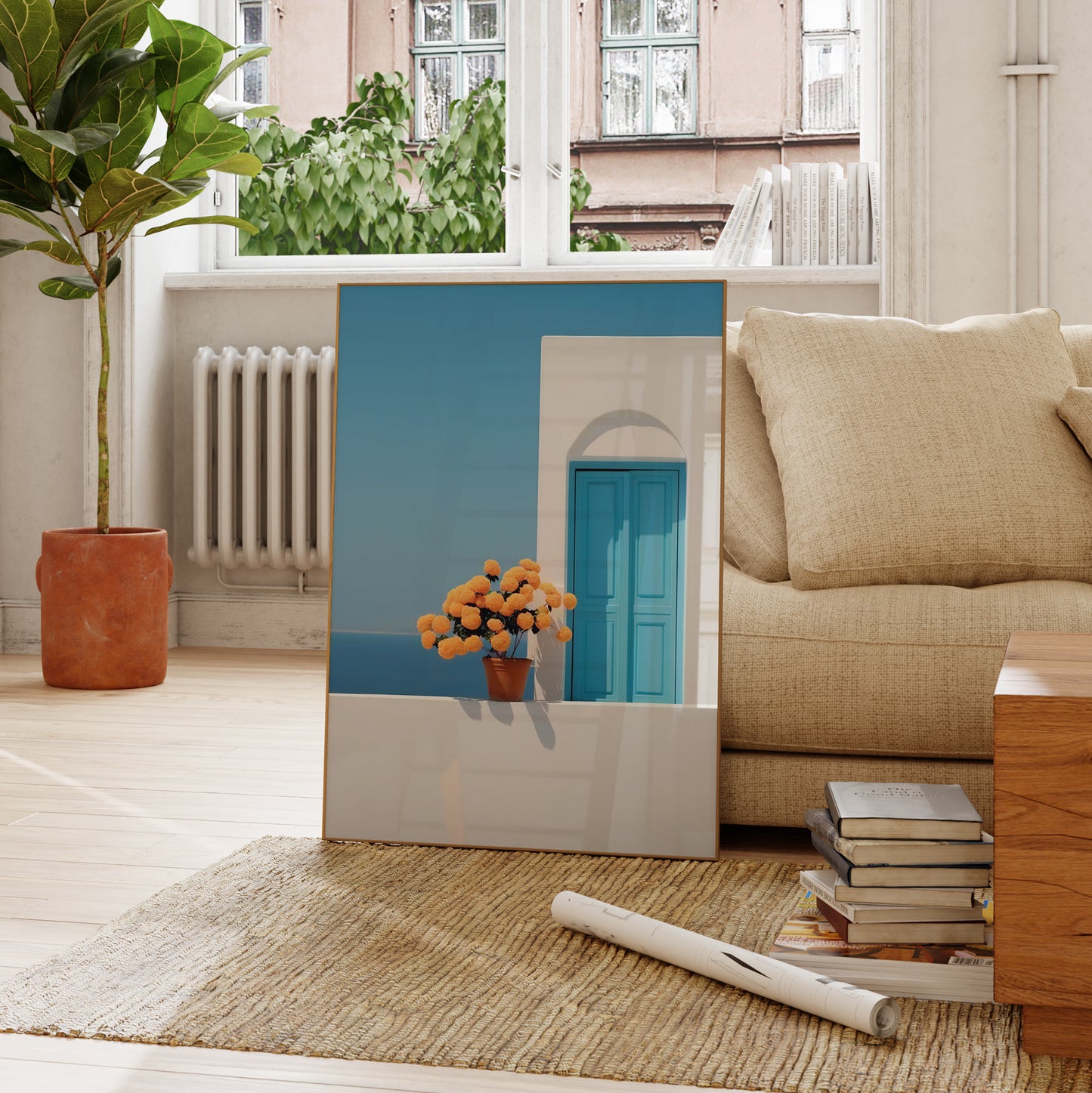 Greek Santorini Blue Door Poster