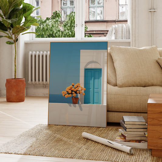 Greek Santorini Blue Door Poster