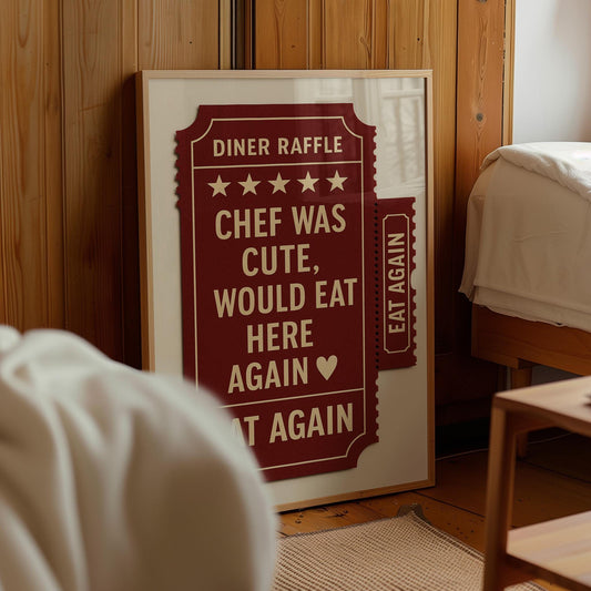 Chef Was Cute Guest Check Poster — Digital Poster (G08)