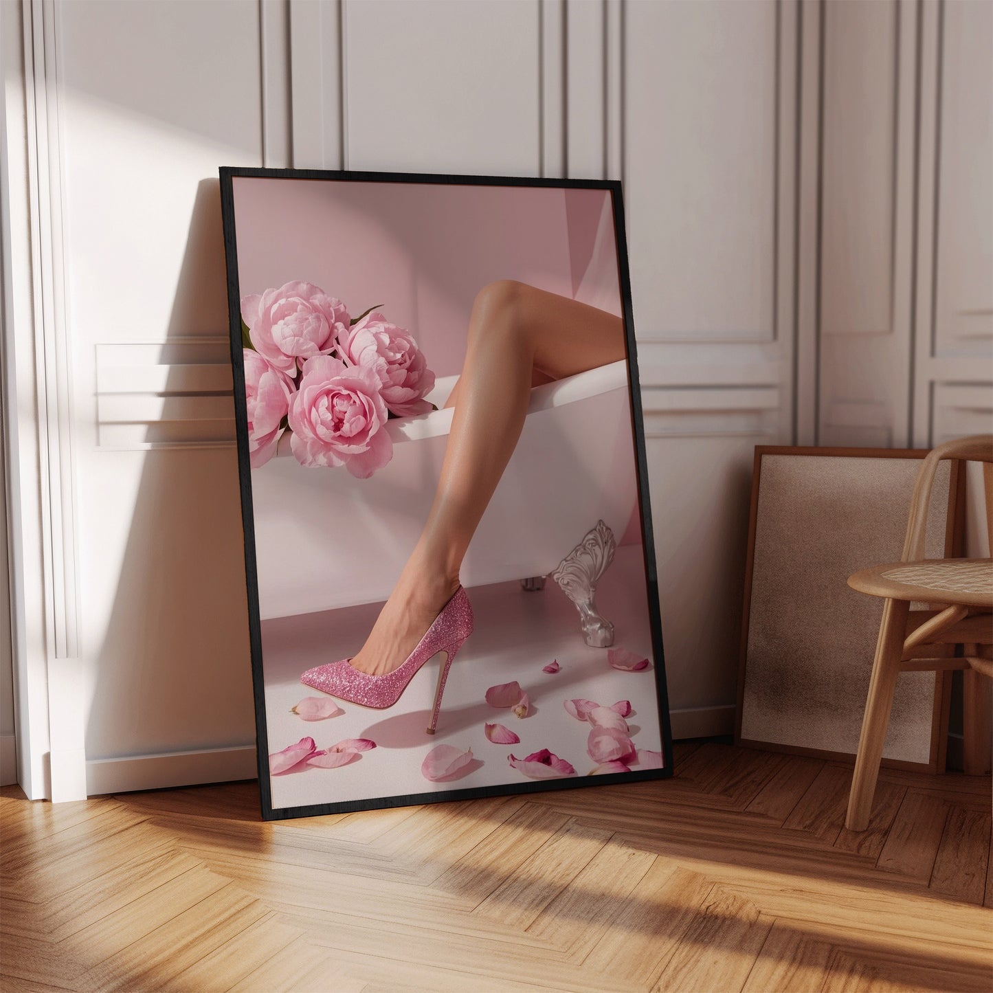 Pink Heels Bathtub Poster