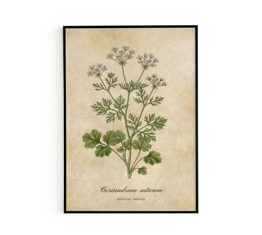 Coriander Botanical Illustration Wall Art