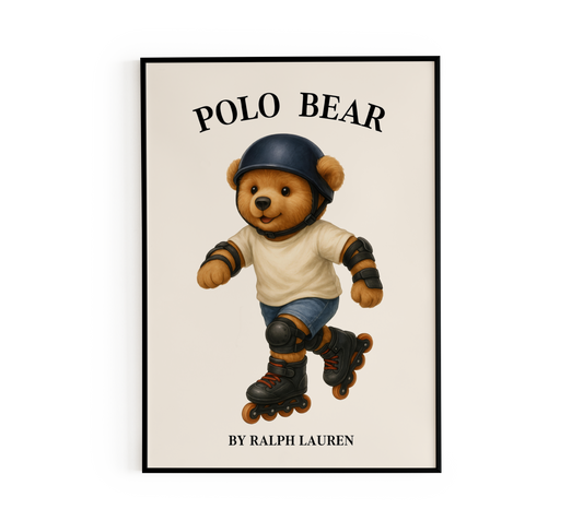 Skating Teddy Bear Poster