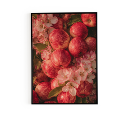 Red Apples & Blossoms Poster