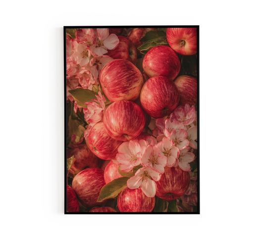 Red Apples & Blossoms Poster