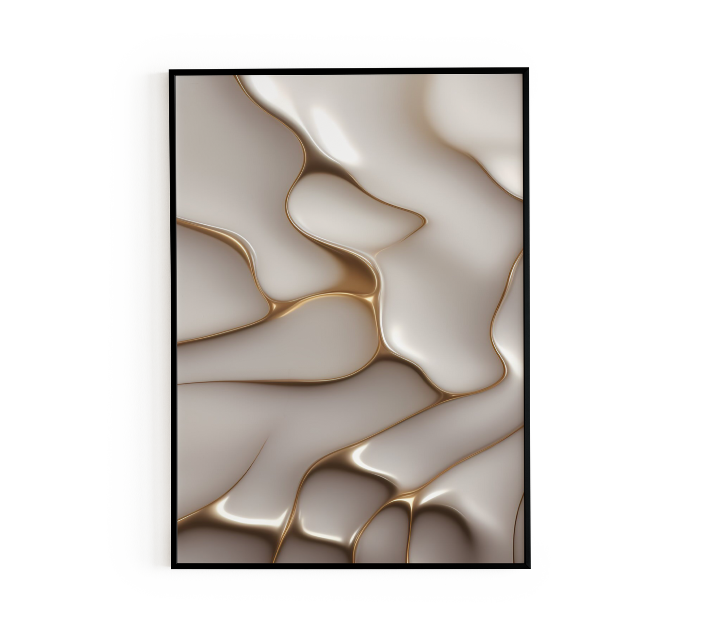 Abstract Gold and White Flow Poster