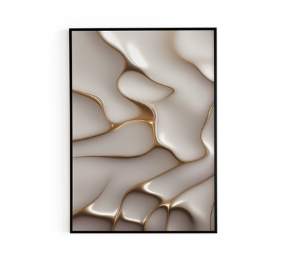 Abstract Gold and White Flow Poster