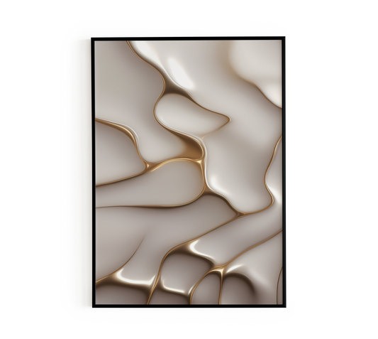 Abstract Gold and White Flow Poster