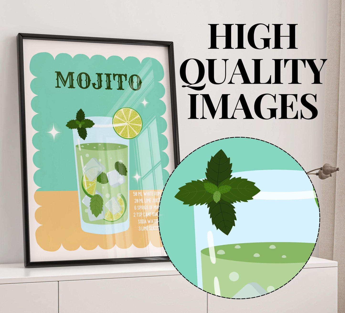 Mojito Recipe Poster - Digital Poster (D02)