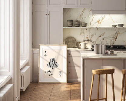 Zebra Spades Playing Card Poster, Lucky You Art – Digital Poster (B120)