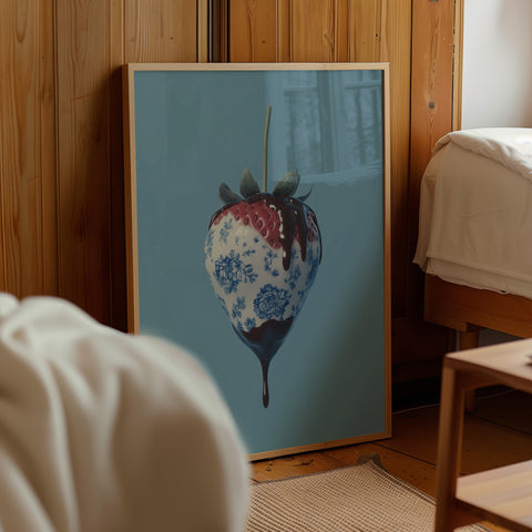 Surreal Porcelain Strawberry Poster