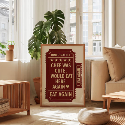 Chef Was Cute Guest Check Poster — Digital Poster (G08)