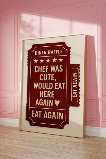 Chef Was Cute Guest Check Poster — Digital Poster (G08)