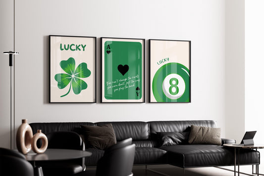 Lucky Set of 3 (Green Edition) — Digital Poster (C191)