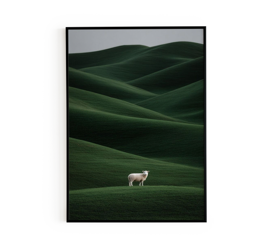 Minimalist Green Hills Sheep Poster