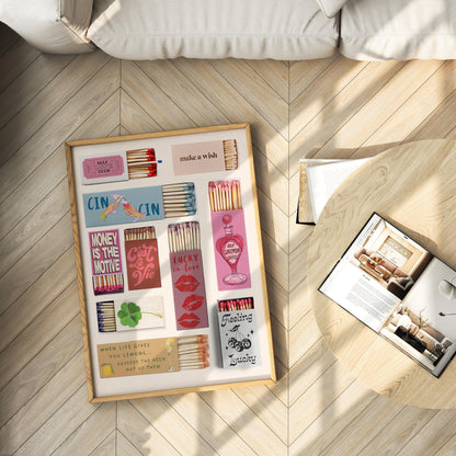 Cute Matchbox & Ace of Hearts Poster Set  – Digital Poster