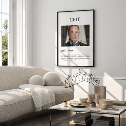 Elon Musk Poster, Grit Definition Print - Digital Poster (W06)