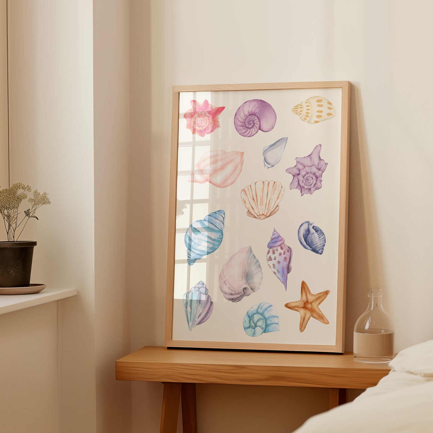 Pastel Watercolor Seashell Poster