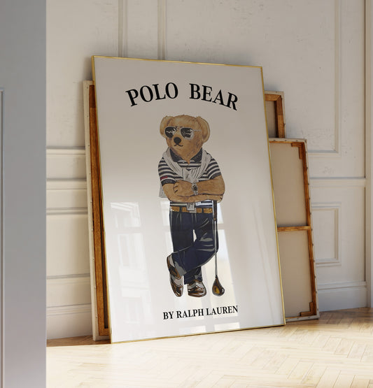 Luxury Polo Bear Poster, Digital Download (C211)