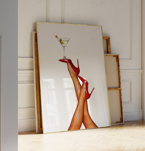 Red Heels Martini Cocktail Poster