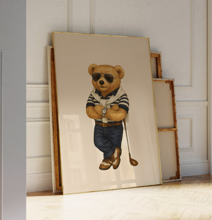Polo Bear Poster, Golf Bear Print – Physical Print (D48.1)