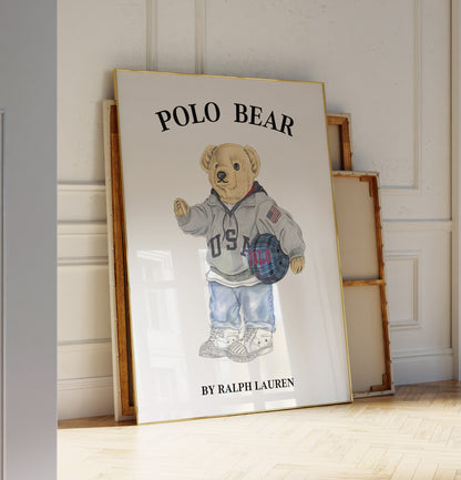 USA Sport Preppy Bear Wall Art