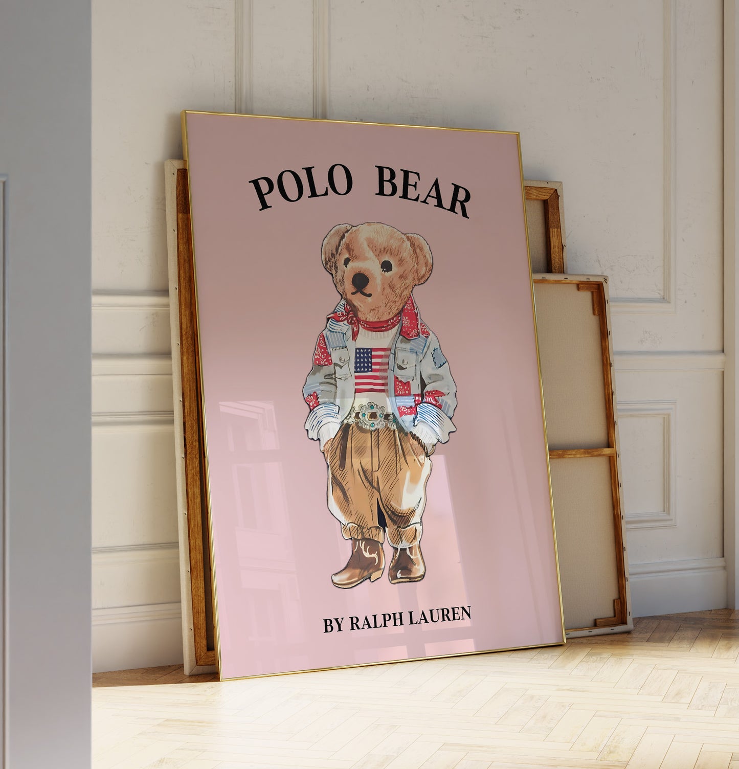 Preppy Pink Bear Wall Art